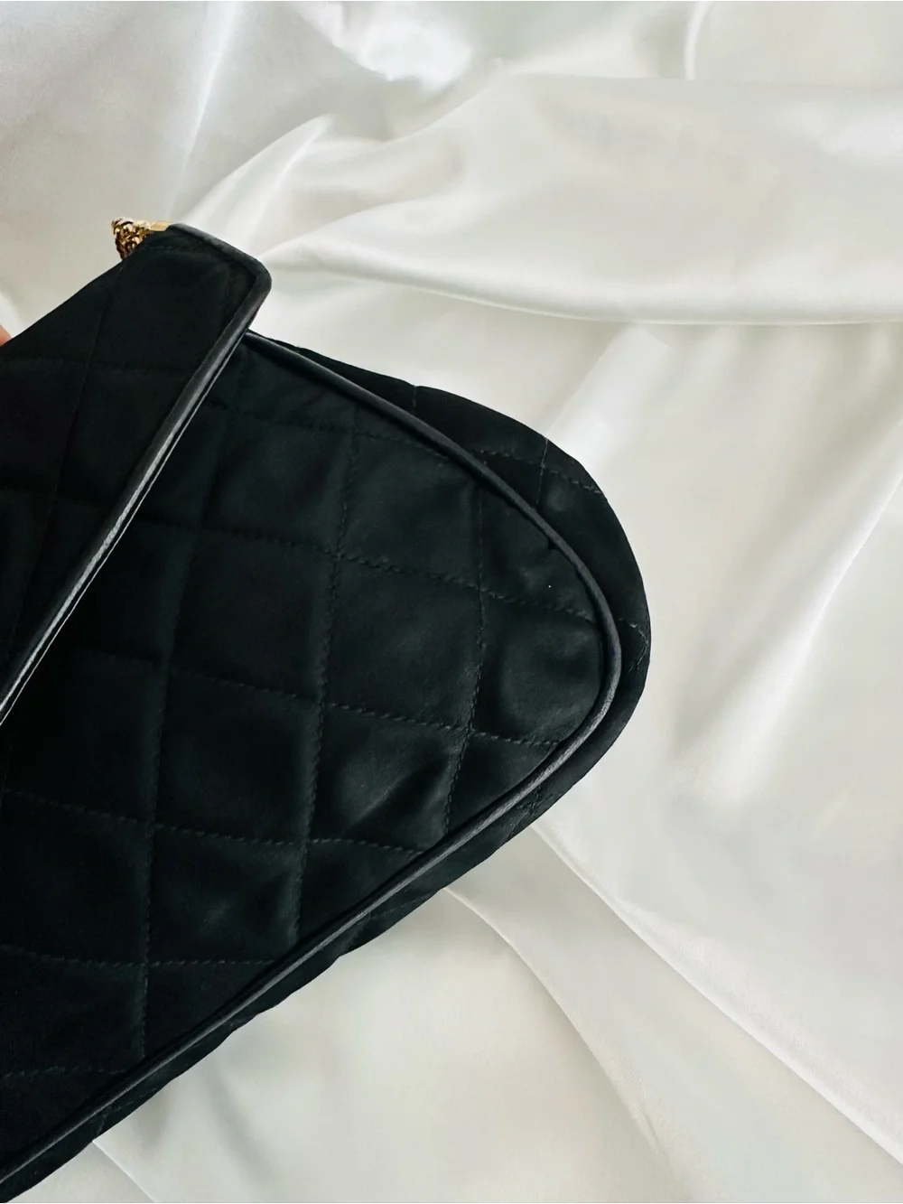 CHANEL Vintage Black Silk Timeless Tassel Flap Bag Gold Hardware,